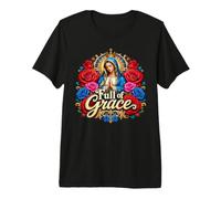 Marie Pleine de grâce Notre Dame Sainte Mère Catholique T-Shirt Haut de Gamme