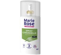 MARIE ROSE - Spray Citronnelle Huiles Essentielles - 100mL - Effet rafraichissant - Odeur Parfumée Huile Essentielle de Citronnelle - Fabriqué en France