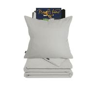 Marie´s Home Parure de lit 2 pièces en seersucker 1616.2356 avec housse de couette 135 x 200 cm et taie d'oreiller 80 x 80 cm Argenté