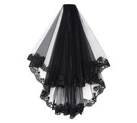 mariée noir Halloween Voile en dentelle veuve avec peigne Accessoires pour cheveux Longueur CouSerre-tête Fête Décoration Gothique Sorcière Costume Accessoires pour Carnaval