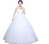 Mariée Robe de mariée Dentelle Sangle Applique Femme mariée Plage Robe de mariée Bustier Tubulaire (Color : White, Size : M)