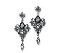 Mariell Boucles d'oreilles lustre vintage en cristal noir et gris et zircons pour demoiselles d'honneur