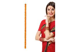 Marigold Garland for Decoration | Crises De Fleurs Artificielles pour La Fête D Poojae Mariage Diwali | 5ft Toran Floral Jaune Orange À 5 Pieds | Theme Indien DÉCORD HAUTER DÉCORDE | Décorations
