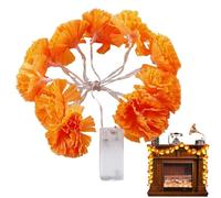 Marigold Garland with Lights, LEDs Artificial Lighted Marigold Flower Garland, Day of The Dead Decorations, Diwali Decorations for Home, Battery Operated LED Flower Garland Battery Operated