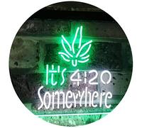 Marijuana It's 4:20 Somewhere Weed High Life Dual Color LED Enseigne Lumineuse Neon Sign Blanc et vert 600 x 400mm st6s64-0404-wg