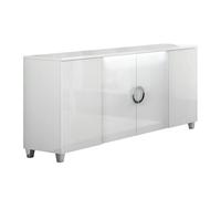 MARIKA - Buffet 4 Portes Laqué Blanc avec Leds -