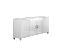 MARIKA - Buffet 4 Portes Laqué Blanc avec Leds -