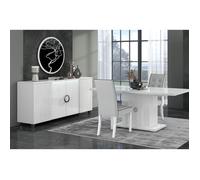 MARIKA - Buffet 4P avec Leds + Table Allongeable 160-200cm - Altobuy Blanc