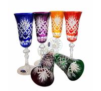 MaRika Ensemble de verres à champagne en cristal multicolore 150ml, fait à la main - Ensemble de 6, parfait pour le vin mousseux et le champagne, cadeau élégant pour les occasions spéciales
