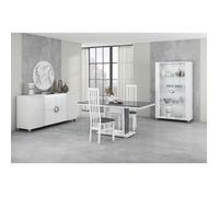 MARIKA - Séjour Complet avec Table 160cm Effet Pierre + Leds -