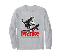 MARIKE - Joli nom de fille avec un chat & un skateboard Manche Longue