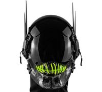Marikito Masque cyberpunk - Squelette LED - Trois modes d'éclairage - Idéal pour le cosplay, les fêtes et les fêtes (Vert)