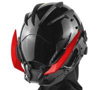 Marikito Punk Masque, casque futuriste, casque unique de science-fiction pour adultes, parfait pour les accessoires de cosplay et les fêtes raves (Rouge)