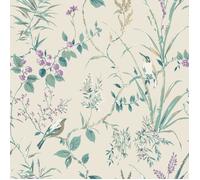 Crown M1554 Mariko Papier peint Bleu sarcelle/prune