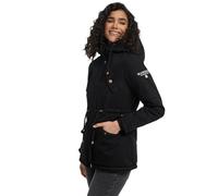 MARIKOO B376 Parka d'hiver pour femme avec doublure en fourrure, noir/noir, S