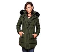 MARIKOO B401 Veste d'hiver chaude pour femme Parka matelassée Manteau long, olive, XXL