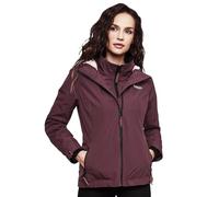 MARIKOO B659 Veste mi-saison légère doublée à capuche pour femme, rouge bordeaux, XS