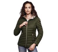 MARIKOO B857 Veste matelassée mi-saison pour femme avec capuche pour le printemps, olive, XL