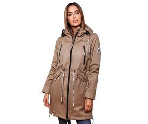 MARIKOO B886 Veste softshell imperméable pour femme avec polaire chaude, Taupe/gris, XXL