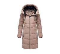 MARIKOO B978 Veste d'hiver matelassée longue pour femme avec doublure chaude en fourrure, Taupe-Grey, M