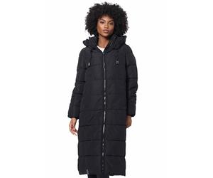 MARIKOO B985 Veste d'hiver matelassée longue pour femme, Noir , S