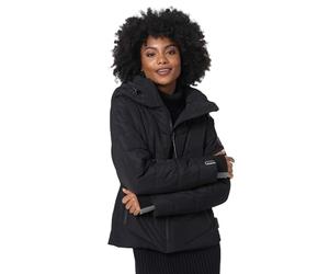 MARIKOO B986 Veste d'hiver matelassée chaude à capuche pour femme, Noir , M