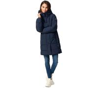 MARIKOO B987 Veste d'hiver matelassée pour femme - Longue et chaude - Avec capuche, bleu marine, XL
