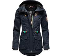 MARIKOO Babetaa Parka mi-saison pour femme, légèrement doublée, avec capuche, tailles XS à 3XL, bleu marine, S
