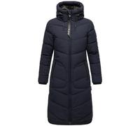 Marikoo Benikoo Manteau d'hiver long pour femme Manteau chaud matelassé avec capuche ajustable XS-3XL, bleu marine, S