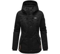 Marikoo Bikoo Veste d'hiver en Coton pour Dame avec Capuche Noir avec Fourrure Noire XS