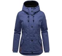 Marikoo Bikoo Veste d'hiver en Coton pour Dame avec Capuche Violet Bleu avec Fourrure Noire S