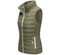 MARIKOO Gilet matelassé légèrement doublé pour femme avec poignets côtelés élastiques sur le côté et col haut Reimii XS à 3XL, olive, M