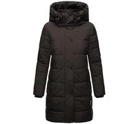 MARIKOO Karumikoo Manteau d'hiver chaud matelassé long avec capuche et col haut pour femme, Noir , XL