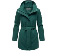 MARIKOO Katalinaa Trench long pour femme, chaud, aspect laine, avec capuche amovible, taille XS-3XL, Vert sapin, L
