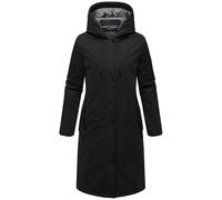 MARIKOO Ledalaa Veste longue mi-saison pour femme avec col en maille côtelée amovible et grande capuche 16 S-3XL, Noir , L