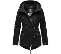Marikoo Manolya veste en coton d'hiver pour dame Noir avec fourrure noire 3XL