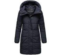 MARIKOO B987 Veste d'hiver matelassée pour femme - Longue et chaude - Avec capuche, bleu marine, S