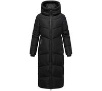 MARIKOO Manteau d'hiver extra long matelassé pour femme avec fermeture éclair imperméable Firella XVI XS-6XL, Noir , XL