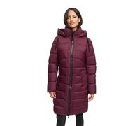 MARIKOO Manteau d'hiver pour femme (S-3XL) - Matelassé, capuche amovible - N075, vin, XXL