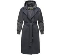 MARIKOO Manteau mi-saison long et chaud pour femme dans un mélange de matériaux tendance avec capuche amovible et ceinture à nouer Tjadee 16 XS à 3XL, anthrazit, L