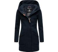 MARIKOO Manteau trench pour femme - Manteau d'hiver de transition - Parka longue B819, Bleu marine foncé, M