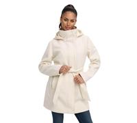 MARIKOO Manteau mi-saison pour femme (XS-3XL) - Manteau élégant avec ceinture à la taille, capuche amovible, fermeture éclair à double sens - Veste chaude pour femme - N047, blanc cassé, L