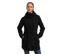 MARIKOO Manteau mi-saison pour femme (XS-3XL) - Manteau élégant avec ceinture à la taille, capuche amovible, fermeture éclair à double sens - Veste chaude pour femme - N047, Noir , M