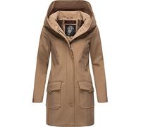MARIKOO Mayleen Veste softshell longue pour femme Manteau d'extérieur Parka imperméable avec capuche XS-3XL, taupe, L