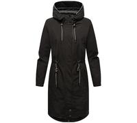 MARIKOO Megumii Veste longue mi-saison pour femme avec détails réfléchissants et cordon de serrage à la taille Taille XS-6XL, Noir , 5XL