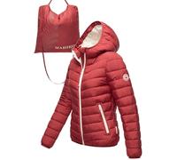 MARIKOO Mich EIN S à 3XL Veste de mi-saison légère pour femme, veste matelassée courte avec sac de transport cousu à l'intérieur pour un rangement facile et une suspension pratique, Rouge vif, 3XL