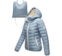 MARIKOO Mich EIN S à 3XL Veste de mi-saison légère pour femme, veste matelassée courte avec sac de transport cousu à l'intérieur pour un rangement facile et une suspension pratique, Bleu poudre, 3XL