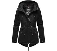 Marikoo Manolya veste en coton d'hiver pour dame Noir avec fourrure noire XL