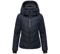 MARIKOO B986 Veste d'hiver matelassée chaude à capuche pour femme, bleu marine, XXL