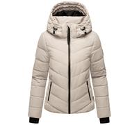 MARIKOO Veste d'hiver pour femme (XS-3XL) - Imperméable, chaude, capuche amovible, coupe-vent - Veste matelassée pour femme - Col montant, 4 poches, fermeture éclair allongée, Gris clair, XL